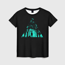 Женская футболка 3D с принтом Таинственный лес в Кировске, 100% полиэфир ( синтетическое хлопкоподобное полотно) | прямой крой, круглый вырез горловины, длина до линии бедер | кислотные костюмы | кислотные цвета | неон | флуоресцентные принты