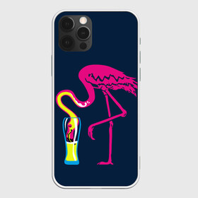 Чехол для iPhone 12 Pro с принтом Кислотный фламинго в Кировске, силикон | область печати: задняя сторона чехла, без боковых панелей | кислотные костюмы | кислотные цвета | неон | флуоресцентные принты