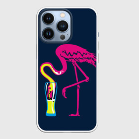 Чехол для iPhone 13 Pro с принтом Кислотный фламинго в Кировске,  |  | Тематика изображения на принте: кислотные костюмы | кислотные цвета | неон | флуоресцентные принты