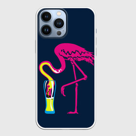 Чехол для iPhone 13 Pro Max с принтом Кислотный фламинго в Кировске,  |  | Тематика изображения на принте: кислотные костюмы | кислотные цвета | неон | флуоресцентные принты