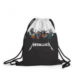 Рюкзак-мешок 3D с принтом Metallica в Кировске, 100% полиэстер | плотность ткани — 200 г/м2, размер — 35 х 45 см; лямки — толстые шнурки, застежка на шнуровке, без карманов и подкладки | metallica | барабаны | гитары | дэйвмастейн | метал | металисты | металлика | неформалы | рок | рокеры