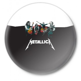 Значок с принтом Metallica в Кировске,  металл | круглая форма, металлическая застежка в виде булавки | metallica | барабаны | гитары | дэйвмастейн | метал | металисты | металлика | неформалы | рок | рокеры