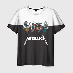 Мужская футболка 3D с принтом Metallica в Кировске, 100% полиэфир | прямой крой, круглый вырез горловины, длина до линии бедер | metallica | барабаны | гитары | дэйвмастейн | метал | металисты | металлика | неформалы | рок | рокеры