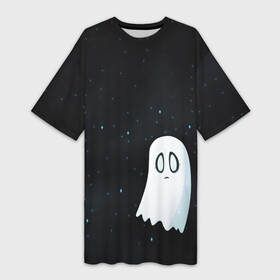 Платье-футболка 3D с принтом A Lonely Ghost в Кировске,  |  | ghost | sans | undertale | азриэль | андайн | гастер | надоедливая собака | одиночество | папирус | приведение | санс | скелет | сноудрейк