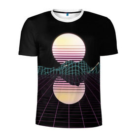Мужская футболка 3D спортивная с принтом Retro Wave в Кировске, 100% полиэстер с улучшенными характеристиками | приталенный силуэт, круглая горловина, широкие плечи, сужается к линии бедра | hipster | neon | retro wave | vaporwave | геометрия | космос | неон | хипстер