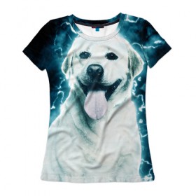 Женская футболка 3D с принтом Лабрадор в Кировске, 100% полиэфир ( синтетическое хлопкоподобное полотно) | прямой крой, круглый вырез горловины, длина до линии бедер | лабрадор | собака