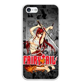 Чехол для iPhone 5/5S матовый с принтом Fairy Tail (Эльза) в Кировске, Силикон | Область печати: задняя сторона чехла, без боковых панелей | anime | fairy tail | manga | аниме | манга | фейри тейл | фея | хвост | хвост феи | эльза