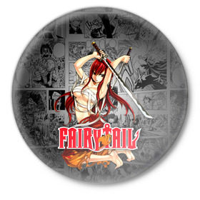 Значок с принтом Fairy Tail (Эльза) в Кировске,  металл | круглая форма, металлическая застежка в виде булавки | anime | fairy tail | manga | аниме | манга | фейри тейл | фея | хвост | хвост феи | эльза