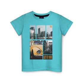 Детская футболка хлопок с принтом Enjoy every moment в Кировске, 100% хлопок | круглый вырез горловины, полуприлегающий силуэт, длина до линии бедер |  коллаж | автомобиль | арт | город | машины