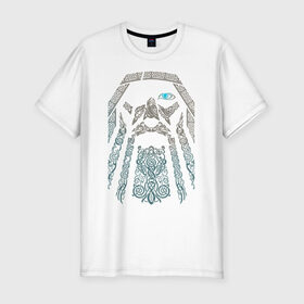 Мужская футболка премиум с принтом Odinn в Кировске, 92% хлопок, 8% лайкра | приталенный силуэт, круглый вырез ворота, длина до линии бедра, короткий рукав | good | viking | vikings | бог | викинг | викинги | кельтское | один | плетение | скандинавы | язычник