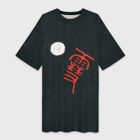 Платье-футболка 3D с принтом БЕЗДОМНЫЙ БОГ. логотип иероглиф в Кировске,  |  | delivery god | milkshake kazubisha | noragami | yato | yukine | бездомный бог | бисямон | дайкоку | кадзума | манга | маю | нора | норагами | тэндзин | хиери ики | юкинэ | ято