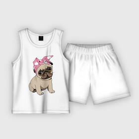 Детская пижама с шортами хлопок с принтом Собачка в Кировске,  |  | dog | pug | мопс | собака