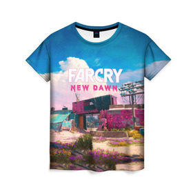 Женская футболка 3D с принтом Far Cry New Dawn в Кировске, 100% полиэфир ( синтетическое хлопкоподобное полотно) | прямой крой, круглый вырез горловины, длина до линии бедер | 