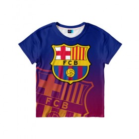 Детская футболка 3D с принтом Барселона в Кировске, 100% гипоаллергенный полиэфир | прямой крой, круглый вырез горловины, длина до линии бедер, чуть спущенное плечо, ткань немного тянется | barca | barcelona | barsa | fc barcelona | барса | барселона | болел | испания | каталонцы | клубная | лалига | сине гранатовые | фанатская | форма | футбол | футбольная | футбольный клуб
