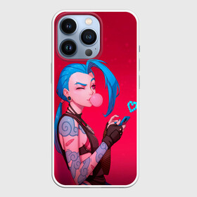 Чехол для iPhone 13 Pro с принтом Jinx in love в Кировске,  |  | Тематика изображения на принте: game | heart | jinx | legends | legue | legueoflegends | lol | love | mobile | phone | безбашенная | джинкс | игра | легенд | лига | лигалегенд | лол | любовь | сердечко | сердце | стрелок | хулиганка