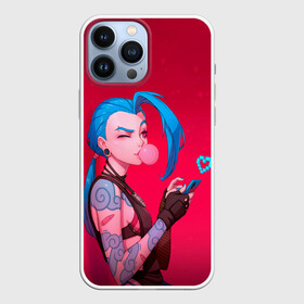 Чехол для iPhone 13 Pro Max с принтом Jinx in love в Кировске,  |  | Тематика изображения на принте: game | heart | jinx | legends | legue | legueoflegends | lol | love | mobile | phone | безбашенная | джинкс | игра | легенд | лига | лигалегенд | лол | любовь | сердечко | сердце | стрелок | хулиганка