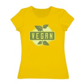 Женская футболка хлопок с принтом Веган в Кировске, 100% хлопок | прямой крой, круглый вырез горловины, длина до линии бедер, слегка спущенное плечо | vegan | веган | еда | здоровая | здоровая пища | растения