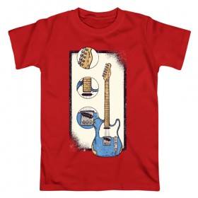 Мужская футболка хлопок с принтом Гитара в Кировске, 100% хлопок | прямой крой, круглый вырез горловины, длина до линии бедер, слегка спущенное плечо. | guitar | гитара | гитары | музыка | музыкальные инструменты | с гитарой