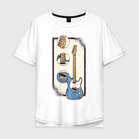 Мужская футболка хлопок Oversize с принтом Гитара в Кировске, 100% хлопок | свободный крой, круглый ворот, “спинка” длиннее передней части | guitar | гитара | гитары | музыка | музыкальные инструменты | с гитарой