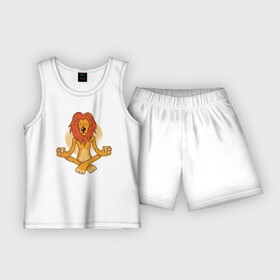 Детская пижама с шортами хлопок с принтом Йога Лев в Кировске,  |  | yoga | йога | лев | львы | медитация