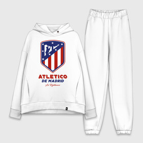 Женский костюм хлопок Oversize с принтом Атлетико Мадрид в Кировске,  |  | atletico de madrid | atletico madrid | атлетико | атлетико мадрид | болельщи | испания | клубная | кпасно белые | лалига | мадрид | матрасники | фанатская | форма | футбол | футбольная