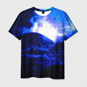 Мужская футболка 3D с принтом Космический закат в Кировске, 100% полиэфир | прямой крой, круглый вырез горловины, длина до линии бедер | galaxy | nebula | neon | space | star | абстракция | вселенная | галактика | звезда | звезды | космический | неон | неоновый | неоновый космос | планеты