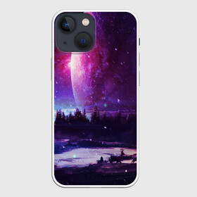 Чехол для iPhone 13 mini с принтом Северный закат в Кировске,  |  | galaxy | nebula | neon | space | star | абстракция | вселенная | галактика | звезда | звезды | космический | неон | неоновый | неоновый космос | планеты