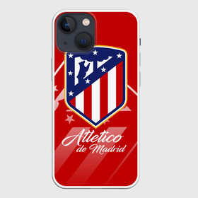 Чехол для iPhone 13 mini с принтом Атлетико Мадрид в Кировске,  |  | atletico de madrid | atletico madrid | атлетико | атлетико мадрид | болельщи | испания | клубная | красно белые | лалига | мадрид | матрасники | фанатская | форма | футбол | футбольная