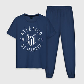 Мужская пижама хлопок с принтом Атлетико Мадрид в Кировске, 100% хлопок | брюки и футболка прямого кроя, без карманов, на брюках мягкая резинка на поясе и по низу штанин
 | 