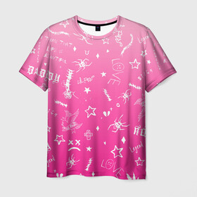 Мужская футболка 3D с принтом Lil Peep tatu в Кировске, 100% полиэфир | прямой крой, круглый вырез горловины, длина до линии бедер | hip hop | lil peep | lilpeep | lilpip | pink | rap | rep | runaway | лил пип | лилпип | реп | розовый | рэп | тату | татуировки лилпипа | хип хоп | эмо рэп