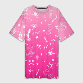 Платье-футболка 3D с принтом Lil Peep tatu в Кировске,  |  | Тематика изображения на принте: hip hop | lil peep | lilpeep | lilpip | pink | rap | rep | runaway | лил пип | лилпип | реп | розовый | рэп | тату | татуировки лилпипа | хип хоп | эмо рэп