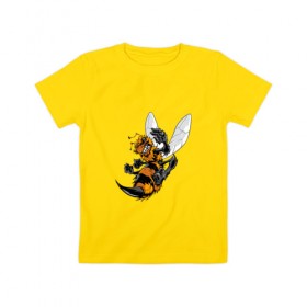 Детская футболка хлопок с принтом Злая оса в Кировске, 100% хлопок | круглый вырез горловины, полуприлегающий силуэт, длина до линии бедер | арт | жалит | жало | злая | насекомое | оса | полосатая | пчела