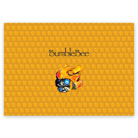 Поздравительная открытка с принтом BumbleBee в Кировске, 100% бумага | плотность бумаги 280 г/м2, матовая, на обратной стороне линовка и место для марки
 | 2019 | bumble bee | transformers | арт | бамблби | желтая | киборг | классная | мёд | надпись | прикольная | пчела | робот | соты | трансформеры | улей | фильм