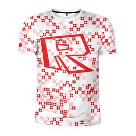 Мужская футболка 3D спортивная с принтом Roblox в Кировске, 100% полиэстер с улучшенными характеристиками | приталенный силуэт, круглая горловина, широкие плечи, сужается к линии бедра | dynablocks | roblox | robux | белый | блоки | вселенная | герои | красный | кубики | роблокс | симулятор