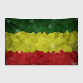 Флаг-баннер с принтом Эфиопия в Кировске, 100% полиэстер | размер 67 х 109 см, плотность ткани — 95 г/м2; по краям флага есть четыре люверса для крепления | 420 | 4:20 | боб марли | раста | растаман | эвиопия