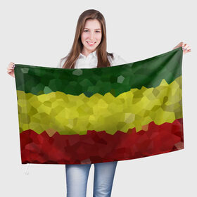 Флаг 3D с принтом Эфиопия в Кировске, 100% полиэстер | плотность ткани — 95 г/м2, размер — 67 х 109 см. Принт наносится с одной стороны | 420 | 4:20 | боб марли | раста | растаман | эвиопия