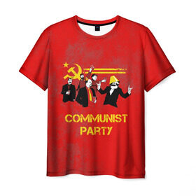 Мужская футболка 3D с принтом Communist party в Кировске, 100% полиэфир | прямой крой, круглый вырез горловины, длина до линии бедер | вечеринка | звезда | кастро | коммунизм | коммунист | коммунистическая | ленин | мао | маркс | молот | партия | рауль | серп | сталин | тусовка | ульянов | фидель | цзиньпин | цзэдун | энгельс