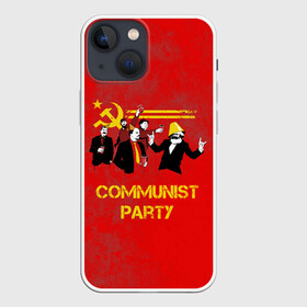 Чехол для iPhone 13 mini с принтом Communist party в Кировске,  |  | Тематика изображения на принте: вечеринка | звезда | кастро | коммунизм | коммунист | коммунистическая | ленин | мао | маркс | молот | партия | рауль | серп | сталин | тусовка | ульянов | фидель | цзиньпин | цзэдун | энгельс