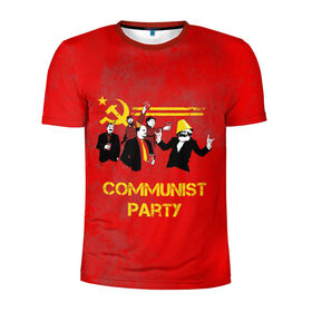 Мужская футболка 3D спортивная с принтом Communist party в Кировске, 100% полиэстер с улучшенными характеристиками | приталенный силуэт, круглая горловина, широкие плечи, сужается к линии бедра | Тематика изображения на принте: вечеринка | звезда | кастро | коммунизм | коммунист | коммунистическая | ленин | мао | маркс | молот | партия | рауль | серп | сталин | тусовка | ульянов | фидель | цзиньпин | цзэдун | энгельс