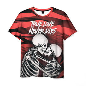 Мужская футболка 3D с принтом True love never dies в Кировске, 100% полиэфир | прямой крой, круглый вырез горловины, длина до линии бедер | 