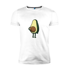 Мужская футболка премиум с принтом Авокадо в Кировске, 92% хлопок, 8% лайкра | приталенный силуэт, круглый вырез ворота, длина до линии бедра, короткий рукав | Тематика изображения на принте: косточка | овощ | попка | фрукт