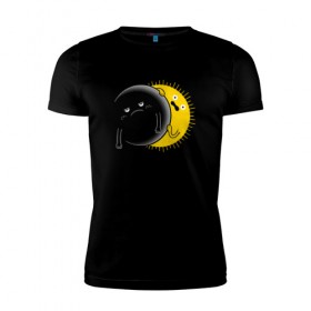 Мужская футболка премиум с принтом Солнечное Затмение в Кировске, 92% хлопок, 8% лайкра | приталенный силуэт, круглый вырез ворота, длина до линии бедра, короткий рукав | звезды | космос | луна | планета | солнце
