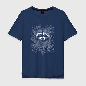 Мужская футболка хлопок Oversize с принтом Енот в Кировске, 100% хлопок | свободный крой, круглый ворот, “спинка” длиннее передней части | raccoon | полоскун