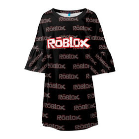 Детское платье 3D с принтом Roblox в Кировске, 100% полиэстер | прямой силуэт, чуть расширенный к низу. Круглая горловина, на рукавах — воланы | Тематика изображения на принте: game | gamer | roblox | игры | логотип | роблокс