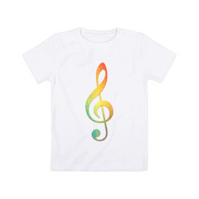 Детская футболка хлопок с принтом Скрипичный ключ, цветной. в Кировске, 100% хлопок | круглый вырез горловины, полуприлегающий силуэт, длина до линии бедер | ключ | музыкальний ключ | скрипка