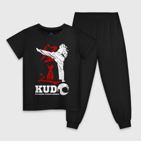 Детская пижама хлопок с принтом Kudo в Кировске, 100% хлопок |  брюки и футболка прямого кроя, без карманов, на брюках мягкая резинка на поясе и по низу штанин
 | Тематика изображения на принте: борьба | единоборства | кудо | спорт