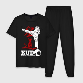 Мужская пижама хлопок с принтом Kudo в Кировске, 100% хлопок | брюки и футболка прямого кроя, без карманов, на брюках мягкая резинка на поясе и по низу штанин
 | борьба | единоборства | кудо | спорт