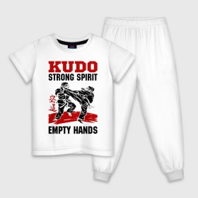 Детская пижама хлопок с принтом Kudo в Кировске, 100% хлопок |  брюки и футболка прямого кроя, без карманов, на брюках мягкая резинка на поясе и по низу штанин
 | борьба | единоборства | спорт
