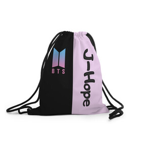 Рюкзак-мешок 3D с принтом BTS J-hope в Кировске, 100% полиэстер | плотность ткани — 200 г/м2, размер — 35 х 45 см; лямки — толстые шнурки, застежка на шнуровке, без карманов и подкладки | bts | j hope | бтс | группа | корейская | музыка | розовый | цветы | черный