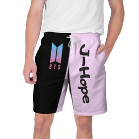 Мужские шорты 3D с принтом BTS J-hope в Кировске,  полиэстер 100% | прямой крой, два кармана без застежек по бокам. Мягкая трикотажная резинка на поясе, внутри которой широкие завязки. Длина чуть выше колен | bts | j hope | бтс | группа | корейская | музыка | розовый | цветы | черный